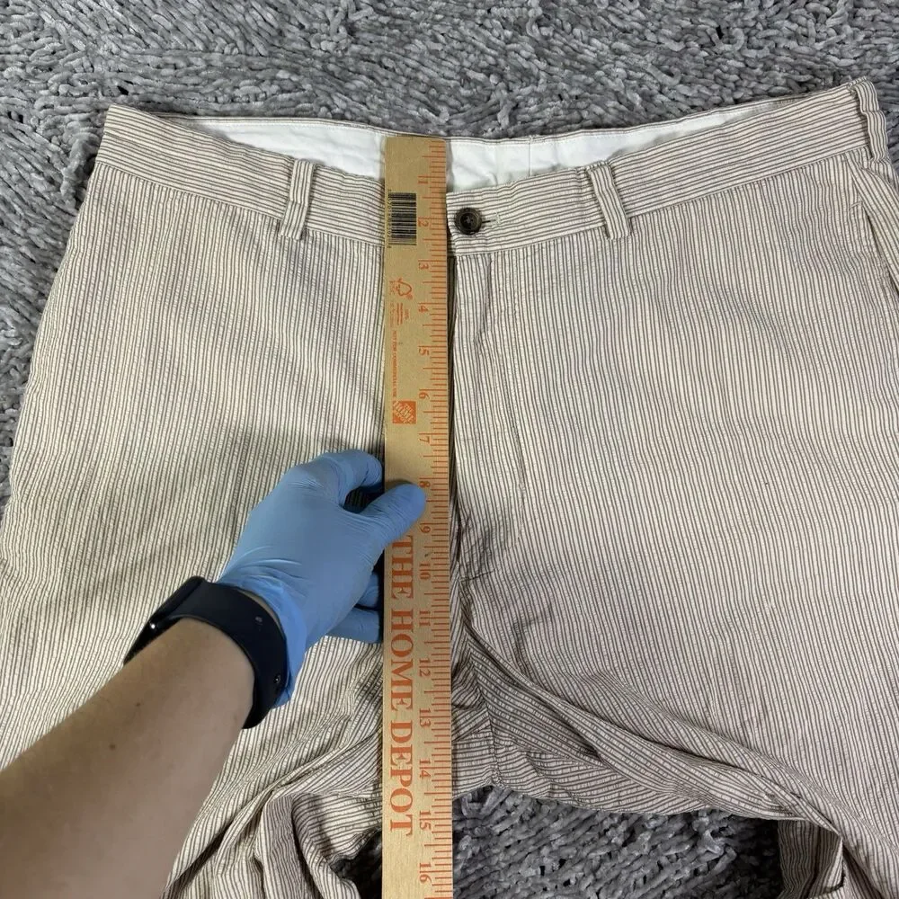 Brooks Brothers Seersucker Pants Mens 38x30 Beige Stripes Summer Business Preppy